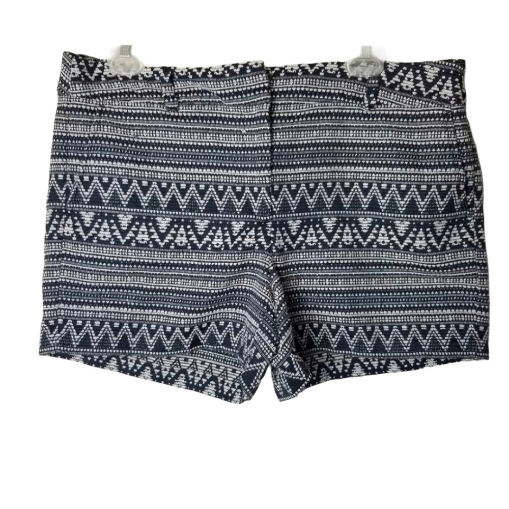 LOFT Hi-Rise Woven Blue Tribal Print Shorts